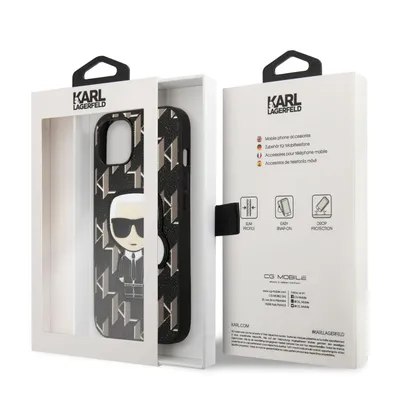 Image de Karl Lagerfeld Klhcp13Lpmnikbk Iphone 13 Pro / 13 6,1 Hardcase Czarny/Black Monogram Ikonik Patch