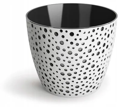 Produktbild von Don-Plast Vero Übertopf Weiß-Schwarz 13 cm Keramik-Optik
