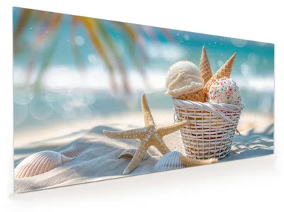 Produktbild von Küchenrückwand Spritzschutz Glas mit Motiv Sommer Eiskörbchen 40 x 40 cm
