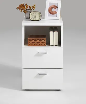 Produktbild von FMD Möbel COLIMA 1 Nachtkonsole mit 2 Schubkästen und 1 offenen Fach - weiß - Maße: 35 cm x 61,5 cm x 39,9 cm; 652-001