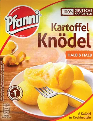 Produktbild von Pfanni Kartoffel Knödel halb und halb 6 Stück im Beutel 200g