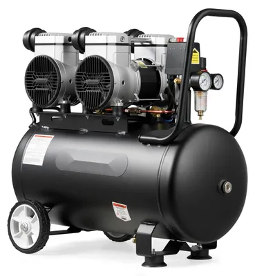Obrázok produktu pre Kompresor na stlačený vzduch, 3 kW, 50 litrov - Bezolejový kompresor - Tichý chod, 255 litrov/min, 8 bar - Prenosný, s kolesami a rukoväťou - Vhodný do dielne a pre domácich majstrov