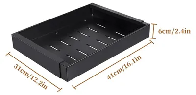 Obrázek produktu pro Výsuvný organizér do skříně – úložná zásuvka – rozšiřitelný – výsuvný – kovový – pro kuchyň, spíž a koupelnu – černý – 1 kus