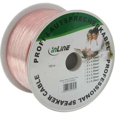 Immagine prodotto di InLine® 98100T Cavo per altoparlanti, 2x 0,75 mm², CCA, trasparente, 100 m