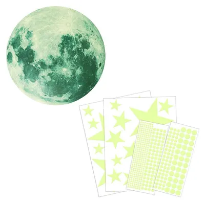 Produktbild von 435 Punkte, Mond und Sterne, im Dunkeln leuchtende Wandaufkleber, fluoreszierender, leuchtender Deckenaufkleber fš¹r die Dekoration des Kinderzimmers