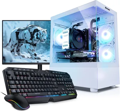 Produktbild von kiebel.de PC Set Gaming mit 27 Zoll TFT Total V AMD Ryzen 5 5500, 16GB DDR4, NVIDIA RTX 3050 6 GB, 1TB SSD, WLAN, Windows 11, Komplettsystem Gaming