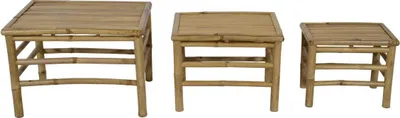 Produktbild von Lesli Living Indoor & Outdoor Beistelltisch Hocker im 3er-Set "Bambus"