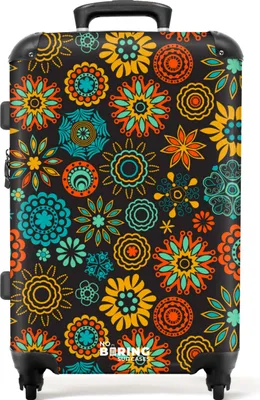 Produktbild von NoBoringSuitcases.com® Großer Koffer - Boho - Blumen - Muster - Kombinationsschloss TSA - Hartschalen Trolley 4 Rollen - 72 liter - Reisekoffer - 66 cmKoffer Mittelgroß 67x43x25 cm, 72L,