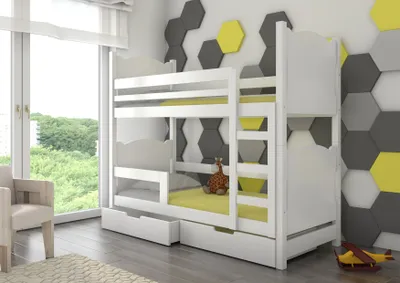 Obrázek produktu pro Patrová postel s matracemi 75x180 cm EAMNORA - bílá