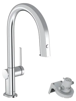 Zdjęcie produktu dla Hansgrohe Aqittura M91 - Bateria zlewozmywakowa z wyciąganą wylewką i głowicą filtrującą, chrom 76803000