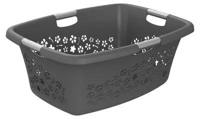 Produktbild von Rotho Wäschekorb 50 L Flowers - Wäschesammler groß - Wäsche Korb 65,1 x 48,6 x 26,2 cm - Wäschebox Kunststoff - Aufbewahrungskorb Wäschebehälter