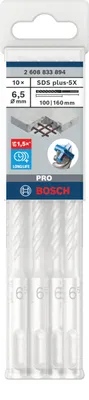 Productafbeelding van PRO SDS-plus-5X klopboormachinebit, 6,5 x 100 x 160 mm, 10-delig.