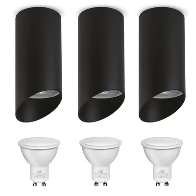 Produktbild von 3x Spot Aluminium-Anbauleuchte schwarz 7W