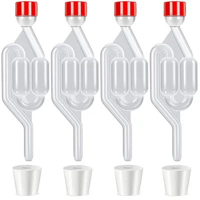 Gärröhrchen-Set 4 Stück, transparent, Kunststoff, für Wein & Bier