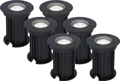 Image de HOFTRONIC - Spot LED au sol 6x4W 345lm 6500K Dimmable IP67 Noir