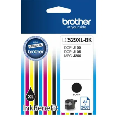 Produktbild von Brother LC529XL-BK, Extrahohe (Super-) Ausbeute, Schwarz, Tinte auf Pigmentbasis, 2400 Seiten