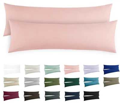 Productafbeelding van Kussensloop, 40 x 145 cm, roze, 2 stuks – Kussensloop gecertificeerd volgens , geschikt voor zijslapers, 40 x 145 cm, perzikroze met rits, gemaakt van microvezel. Kussensloop voor zijslapers, 145 x 40 cm