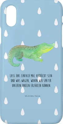 Produktbild von Mr. & Mrs. Panda Iphone 10 Handyhülle Krokodil - Blau Pastell - Geschenk, Lieblingsmensch, X, Cover, Beste Freundin, Verrückt sein, Hülle, Meer, Handy, Krokodile