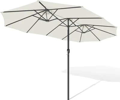 Produktbild von Faziango XXL Sonnenschirm Naturweiß – 3-teiliger Marktschirm mit maximaler Schattenfläche für Balkon & Garten