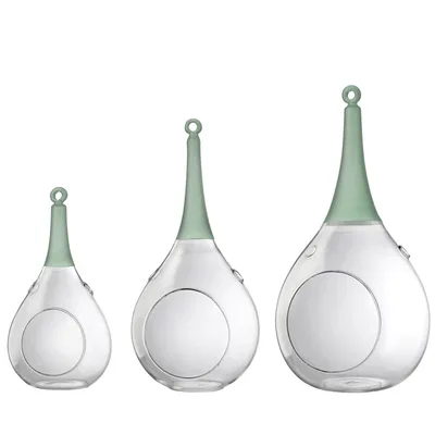 Produktbild von 3er Set Taura grün Windlicht zum aufhängen Glas Hängedekoration