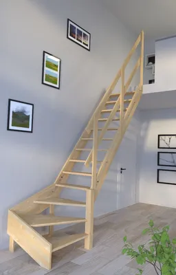 Obrázok produktu pre Drevené schodisko Korfu ¼ točité zábradlie z pravého dreva bez stúpačiek