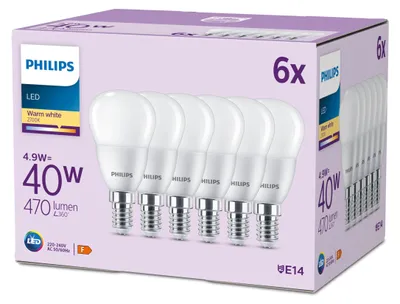 Obrázok produktu pre Philips 8719514459519, 4,9 W, 40 W, E14, 470 lm, 15000 h, Teplá biela