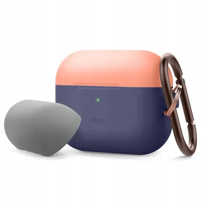 Produktbild von Elago Duo Hang Case für AirPods Pro Pfirsich & Mittelgrau + Jean Indigo