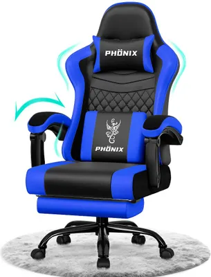 Produktbild von Aiibot Gaming Stuhl, Ergonomischer Gaming Sessel,Schreibtischstuhl,Gamingstuhl mit Fußstütze,Gaming stuhl 150 kg,verstellbare Rückenlehne,Schwarz/Blau