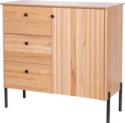 Produktbild von Sideboard Holzkommode Holzschrank 93x41x88 mit 3 Schubladen und Tür Kernbuche massiv 90.51-15