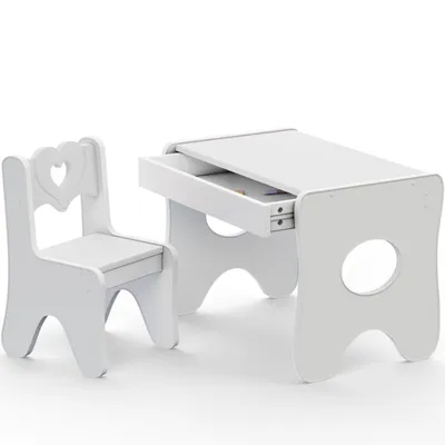 Obrázok produktu pre Detský stôl so stoličkou - Ergonomický stôl na hranie s úložným priestorom - Ergonomický stôl na hranie a učenie pre chlapcov a dievčatá - Súprava detského nábytku Wiess