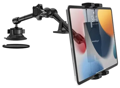 Immagine prodotto di Supporto per tablet per camion e auto, da montare sul cruscotto o sul parabrezza, con ventosa e braccio metallico, compatibile con telefoni e tablet da 4 a 12,9 pollici