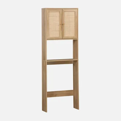 Produktbild von sweeek - WC-Regal mit Holzdekor und Rattan-Geflecht - Natur