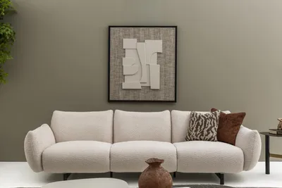 Immagine prodotto di Divano moderno a 4 posti Rivestimento in tessuto Beige Elegante