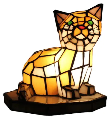 Tiffany-Stil Katze Tischlampe, Buntglas, E14, 25W, 21x18x20 cm