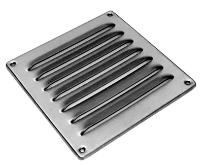 Produktbild von Wetterschutzgitter aus gebürstetem Edelstahl, eckig, 200 x 200 mm
