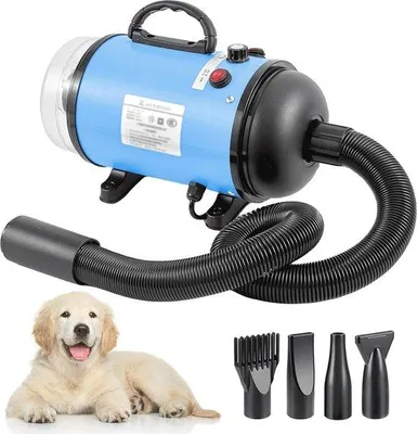 Immagine prodotto di Asciugacapelli professionale 2 in 1 per animali domestici con velocità e temperatura regolabili - Asciugatura rapida per animali domestici