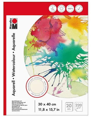 Imagen del producto de Bloc de acuarelas Marabu, 300 x 400 mm, 210 g/m², 20 hojas