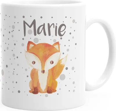 Produktbild von Kindertasse Kunststoff Fuchs mit Namen personalisierte Namenstasse für Kinder Jungen Mädchen SpecialMe® weiß Kunstoff-Tasse