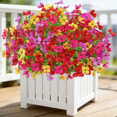 Imagen del producto de Flores artificiales, 12 unidades, margaritas de seda resistentes a la intemperie, ideales para balcones y espacios exteriores