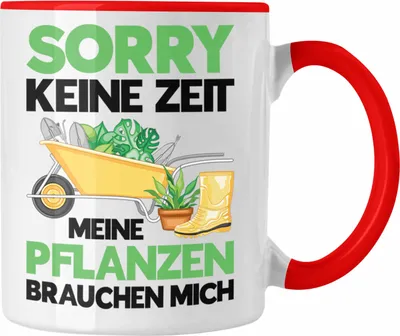 Produktbild von Trendation - Meine Pflanzen Brauchen Mich Tasse mit Spruch Garten Hobbygärtner Gärtner Geschenk Lustig Gärtnerin Geschenkidee (Rot)