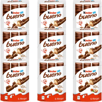 Image de Kinder Buono 6 barres gaufrées fourrées à la crème de noisettes 129g paquet de 9