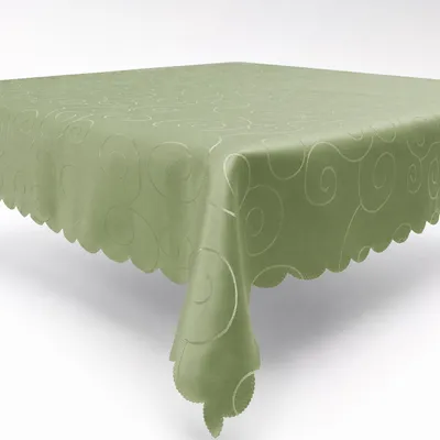 Produktbild von Tischdecke 90x90 cm Lindgrün Damast Ornamente eckig Circle Struktur bügelfrei pflegeleicht