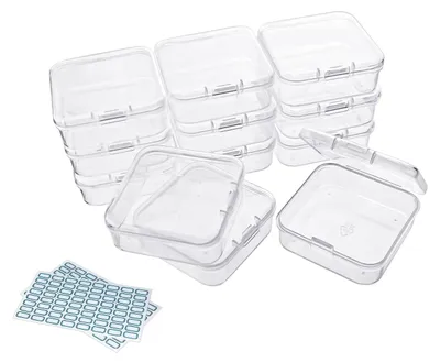 Aufbewahrungsboxen 12er-Pack, 5,3 x 5,3 x 2 cm, transparent