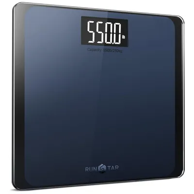 Produktbild von RunSTAR BG1911 Digitale Personenwaage, hochpräzise Sensoren, 8 mm Sicherheitsglas, bis 250 kg, mit extragroßer Trittfläche und großem LCD-Display