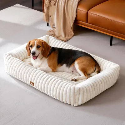 Produktbild von Luxus Hundebett 4-seitiges Hundesofa L Beige 92 x 69 x 20 cm