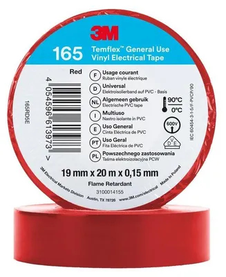Obrázek produktu pro PVC elektroizolační páska 165RD5E - Lepicí páska 0,02012m 19mm červená Temflex165 rot19X20