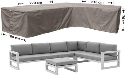 Produktbild von Raffles Covers L-Form Sofa Schutzhülle 270 x 210 x 100 H: 70 cm | Atmungsaktiv | Wasserdicht | UV-beständig | Doppelnähte | Elastischer Kordelzug