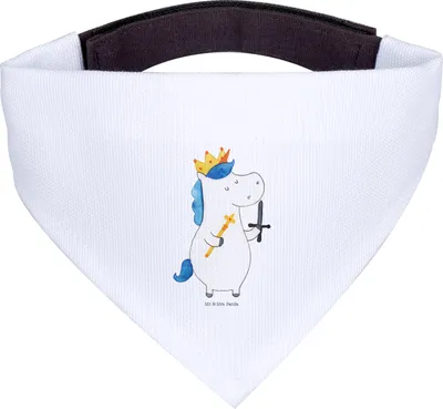 Produktbild von Mr. & Mrs. Panda Tuch Einhorn König mit Schwert - Weiß - Geschenk, Mittelalter, Hunde Halstuch, Hund, Einhörner, Hundehalstuch, Ritter, Unicorn, Hundeschal