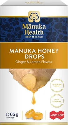 Immagine prodotto di MANUKA HEALTH Caramelle al miele di Manuka MGO 400+ e vitamina C - gusto zenzero e limone (65 g)