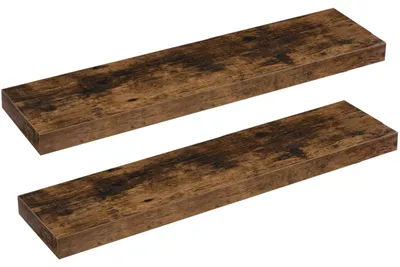 Image de Étagère murale, ensemble d'étagères suspendues, 2 pièces, étagères murales robustes, 80 x 20 x 3,8 cm, étagères suspendues avec fixations invisibles, pour salle de bains, chambre, cuisine, bureau, salon, marron vintage EBF80BJP201